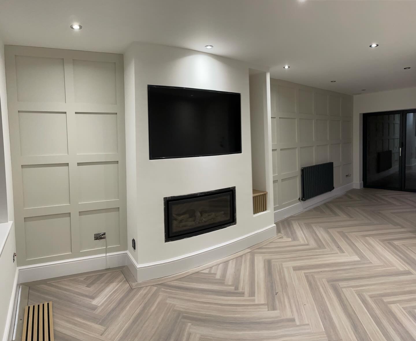 Media wall built into an existing chimney breast