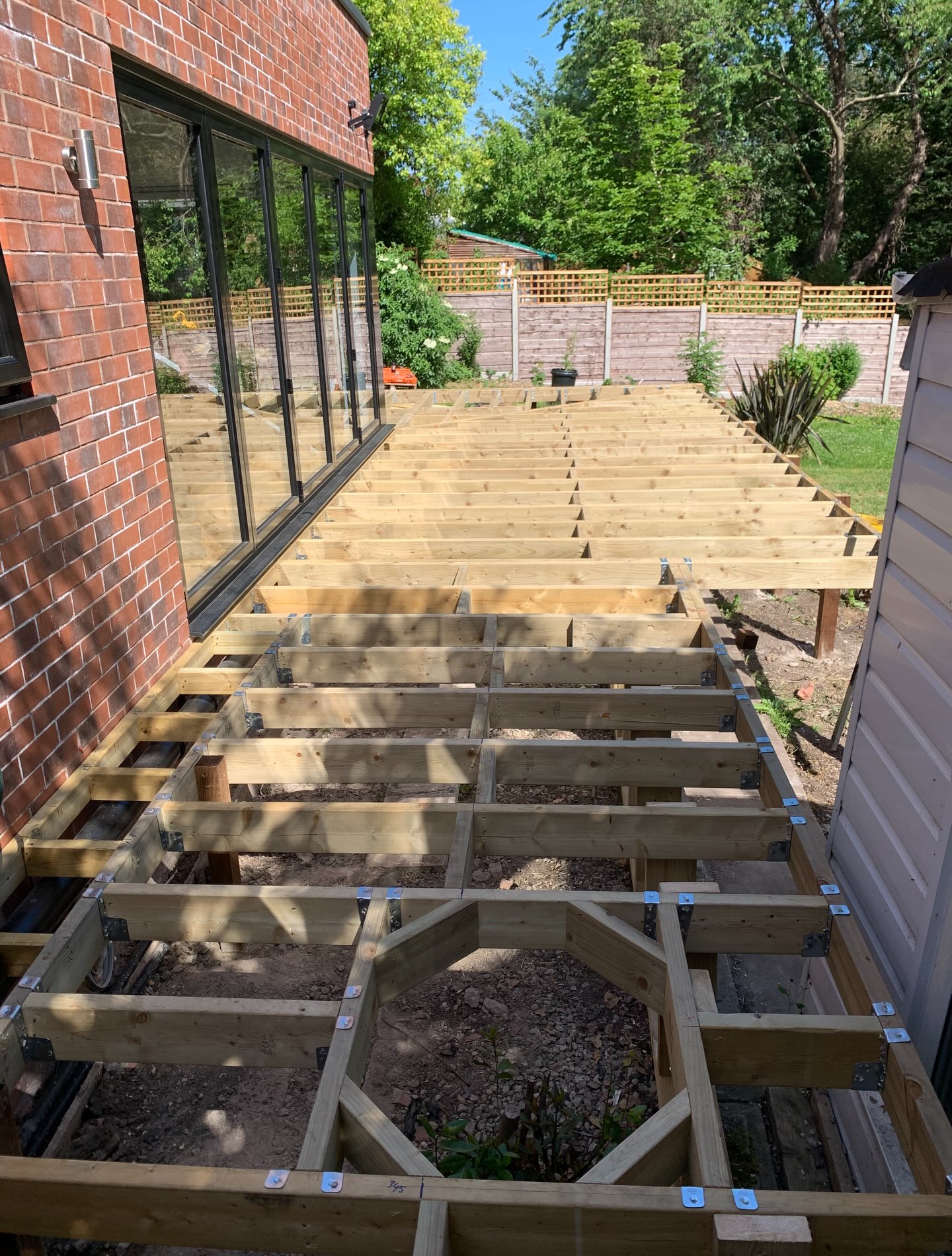 Timber deck frame under construction